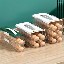 Bouteilles de stockage d'œufs, boîte à rouler automatique, qualité alimentaire, porte latérale sûre du réfrigérateur, 3 couches, empilage multicouche, ensemble d'outils de cuisine