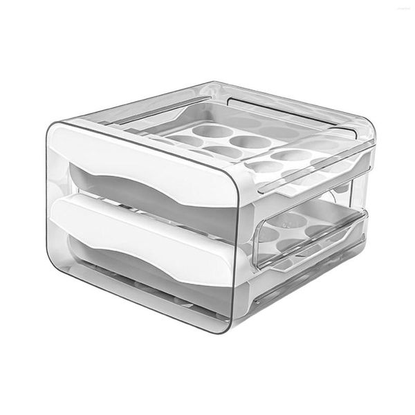 Bouteilles de stockage porte-oeufs pour réfrigérateur conteneur Transparent 2 couches placard garde-manger armoire de comptoir