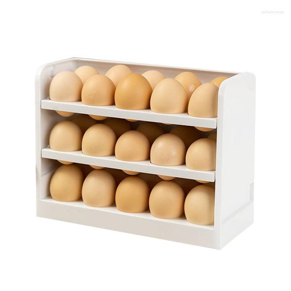 Bouteilles de stockage porte-oeufs pour réfrigérateur boîte à 3 couches support à 30 grilles réfrigérateur cuisine étui de conservation frais organisateur