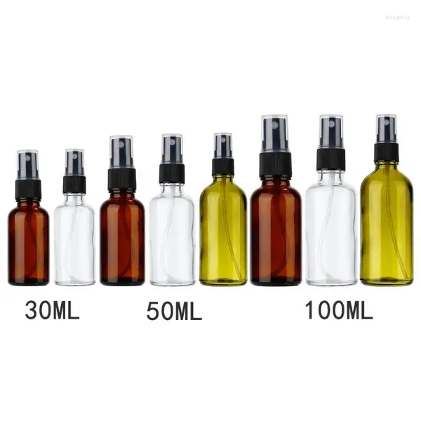 Bouteilles de rangement Elecolool 30 ml / 50 ml / 100 ml Verre Atomizer Essneial Liquid Liquid Cosmetic Bottle Spray Pulverizador Rechargeable Portable Lady