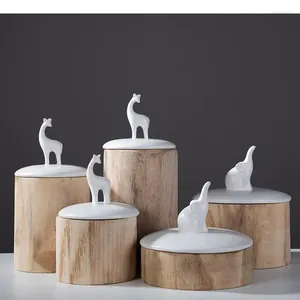 Opslagflessen olifant eland decoratieve keramische pot eenvoud potten met deksels thee caddy bureau decoraties vaasbloemarrangement