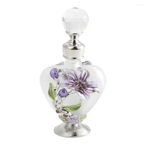 Bouteilles de rangement vide 10 ml bouteille de parfum vintage en verre fleur de diamant décoration cristallins à l'huile essentielle