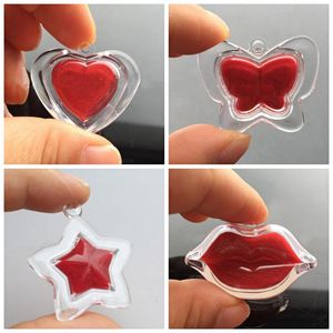 Botellas de almacenamiento vacías 1g prueba de muestra pequeña mariposa cinco estrellas forma de boca de corazón caja de embalaje de lápiz labial DIY con gancho 100 Uds