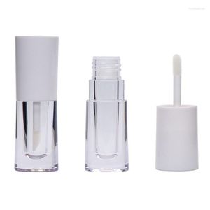 Botellas de almacenamiento vacías, tubos de brillo de labios de 4,5 ml, botella de plástico blanca y negra única, contenedor de brillo de labios PETG, varita de etiqueta privada, 10 Uds.