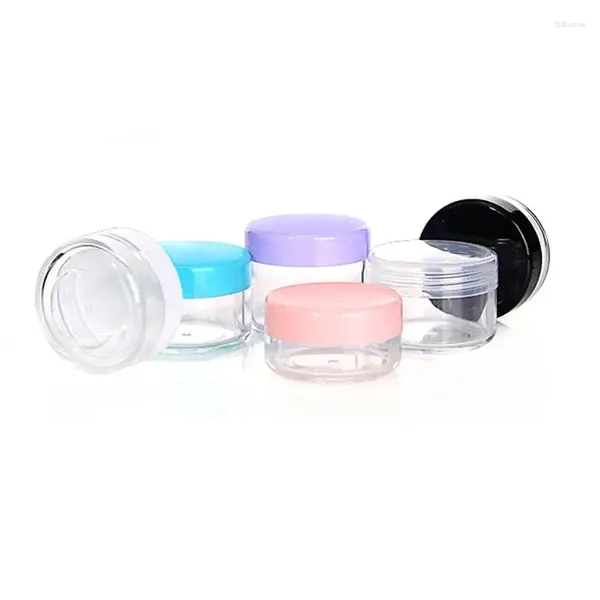 Bouteilles de stockage vides 5g 10g 15g 20g, petits couvercles colorés de voyage, pots cosmétiques en plastique transparent avec couvercles pour crème pour le visage et les lèvres