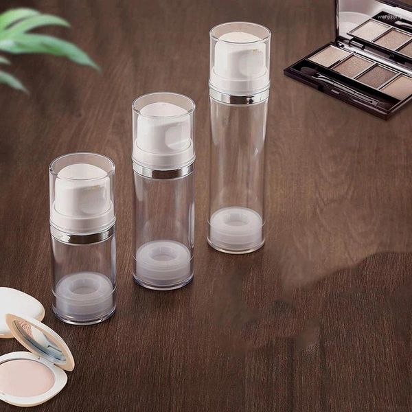 Botellas de almacenamiento Bomba sin aire vacía Prensa Loción Vacío Envases cosméticos Gran capacidad Transparente ABS Mujeres Maquillaje Botella de viaje