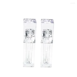 Bouteilles de rangement tubes de glaçure à lèvres transparentes vides 30 / 50pcs 4,5 ml Emballage cosmétique de luxe Recharge en plastique bouteille cristal carré