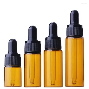 Bouteilles de rangement vide à huile essentielle bouteille 5/10/15 / 20 ml 50pcs Amber Glass Brown Drop Massage Cosmetic Pipette