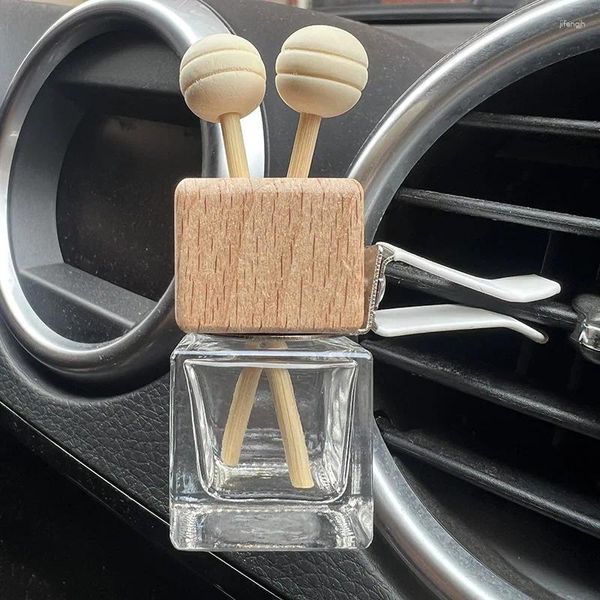 Botellas de almacenamiento Botella de difusor de fragancia de perfume de ambientador de aire de automóvil de vidrio vacío con clip de ventilación y palos para la venta