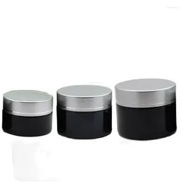 Bouteilles de rangement Jar de crème en verre vide 20/30 / 50g 10pcs Black Eye Jars Pot Lotion Rechargeable Bouteille Face Conteneur en argent Matte