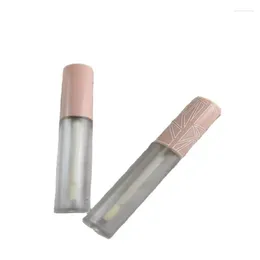 Botellas de almacenamiento Tubo de brillo de labios vacío 5 ml Rosa esmerilado Estampado de esmalte de labios Envase de brillo de labios Envase cosmético 50 piezas