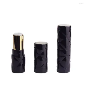 Botellas de almacenamiento Tubo de lápiz labial vacío 12.1 Patrón de diamantes de labios negros Container cosmético Packaging Lipbalm 50pcs