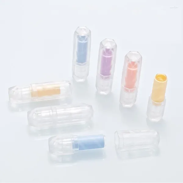 Botellas de almacenamiento Tubo de lápiz labial vacío Rombo Azul Púrpura Amarillo claro Embalaje cosmético Semitransparente DIY 12.1 mm Contenedores de labios