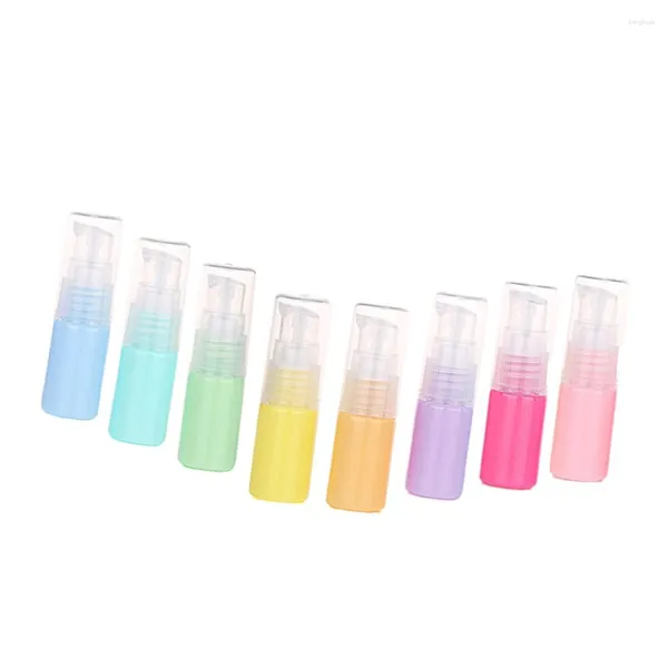 Botellas de almacenamiento Botella de loción vacía Bomba pequeña 10ml Dispensador colorido recargable Aerosol de viaje para uso doméstico 8 piezas