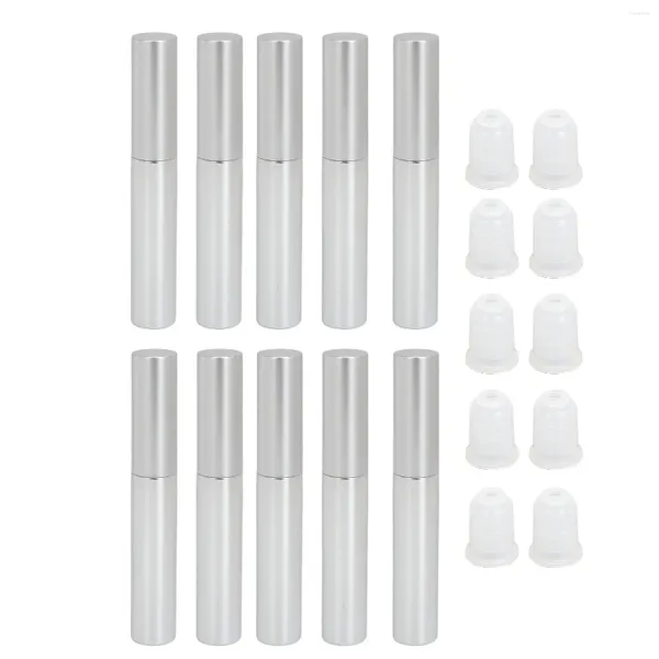 Bouteilles de stockage Tube de mascara vide avec baguette à cils 10ML bouteille de récipient de crème rechargeable argent