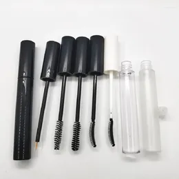 Bouteilles de rangement tubes de mascara vides avec pinceau clair maquillage noir givré pour les cyellash croissance de bouteille liquide de liquide étiquettes privées 12 ml eye-liner