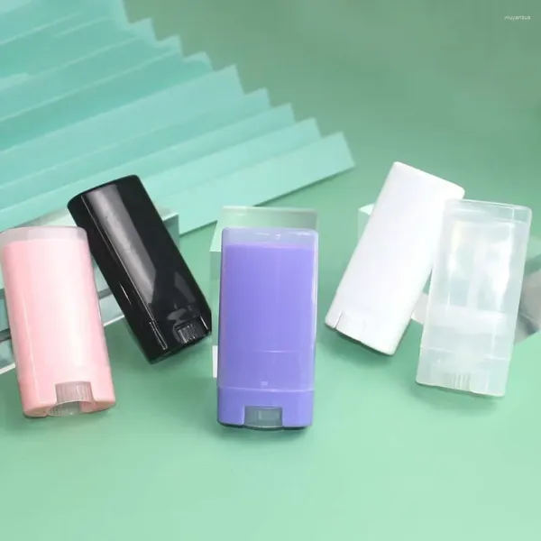 Bouteilles de stockage Tube à lèvres ovale vide en plastique blanc solide, conteneurs de déodorant de parfum, Tubes de rouge à lèvres de maquillage portables