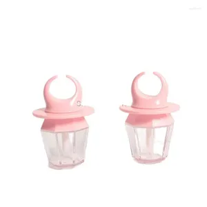 Bouteilles de rangement vide en plastique à lèvres brillant tube bricolage rose polygone liquide récipient transparent rechargeable bouteille cosmétique 30pcs / lot