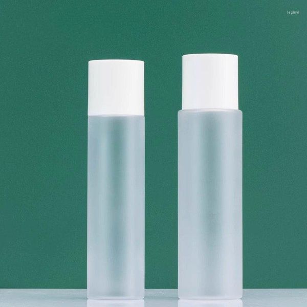 Bouteilles de stockage vides en plastique PET givré clair 150ML 200ML shampooing cosmétique Lotion rosée Toner bouteille rechargeable avec couvercle à vis blanc