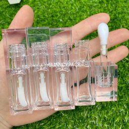 Botellas de almacenamiento Vacío Portable 8 ml Ventita de espesor Tubo de brillo de labio Tubos de esmalte de plástico cuadrado completo transparente transparente contenedor cosmético transparente