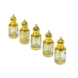 Opslagflessen Lege Roller 10 ml Draagbare Glazen Roll On Bottlse Gouden Verpakking Mini Essentiële Olie Container Mengen Parfumflesje