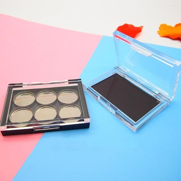 Botellas de almacenamiento vacías, paleta de sombras de ojos magnética rectangular pequeña en Color negro claro con tapa, caja de rubor de lápiz labial, 20 piezas