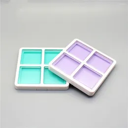 Bouteilles de rangement carré vide 4 grille blanc violet puits de lumière en quatre couleurs flip poudre blusher compact highlight box 12pcs