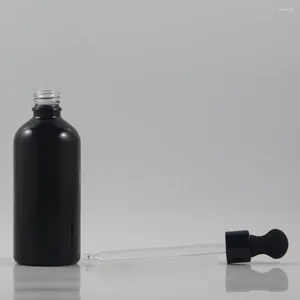 Bouteilles de rangement bouteille d'huile essentielle 100 ml de maquillage de maquillage vide noire 100cc compte en verre