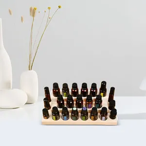 Botellas de almacenamiento exhibición de aceite esencial soporte de escritorio de madera soporte de esmalte de uñas estante organizador cosmético para estudio salón de estar de sala de estar en casa tienda de salón
