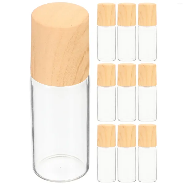 Bouteilles de rangement Rouleau d'huile essentielle 10pcs Rouleau en verre sur la bouteille Bamboo Huiles de parfum portable rechargeable Échantillon