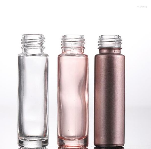 Bouteilles de stockage Utilisation d'huile essentielle Rouleau rose sur rouleau de verre avec boule de pierres précieuses en cristal et capuchon en or rose / Vente en gros