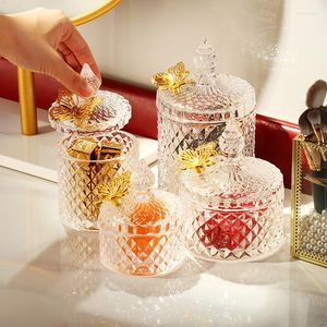 Bouteilles de stockage européen cristal verre bocal à bonbons fruits secs papillon avec couvercle boîte à bijoux décoration de la maison ornements