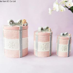 Bouteilles de rangement européen mignon ange rose fille coeur coeur jar céramique scellée de cuisine scellée décoration de maison