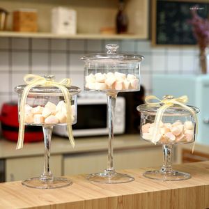 Opslagflessen Europees Glass Candy Jar Dust-Proof Stand Dessert Jars Tea Caddy Boxes Home Wedding Decoratie