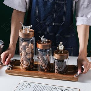 Bouteilles de stockage bocaux en verre européens pot de bonbons décoratifs pour animaux cuisine distributeur de céréales organisateur décoration de la maison ornements