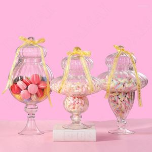 Opslagflessen Europese glazen potten met deksel creativiteit transparante snoeppot trouwdessert cake set de podium home decoratie modern