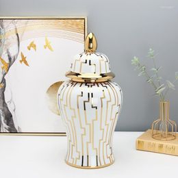 Opslagflessen European Light Luxe Vaas Tea Pot Gold General Home Living Room Studie Monster Ornamenten Decoratief