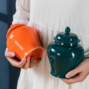 Opslagflessen Europees porseleinen theepot met deksel verzegeld vochtbestendig koffie snoep keramische container ornament Home Decor