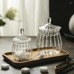 Opslagflessen Europees gestreepte glazen theebus Vintage Sugar Jar Huishouden Bloem grove Granen Koffie CAN
