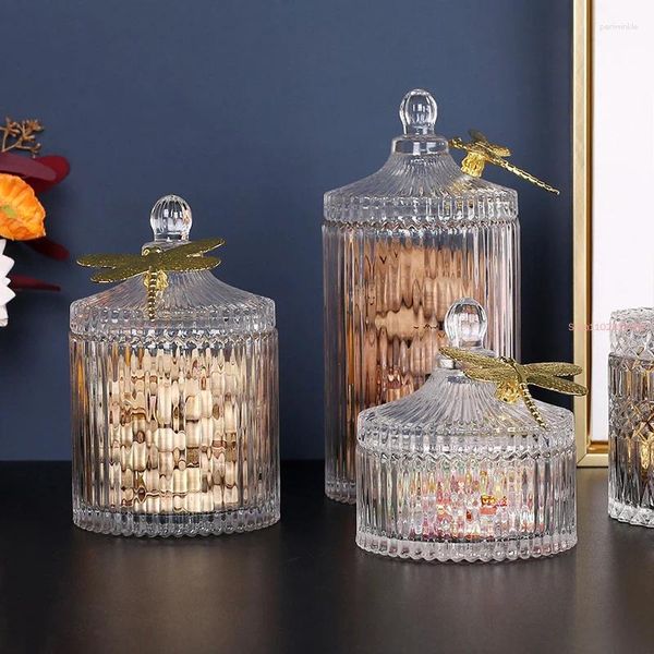 Bouteilles de rangement en verre de Style européen, bocal à bonbons papillon, bijoux de salon créatifs avec couvercle, boîte de décoration de la maison