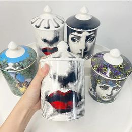 Bouteilles de stockage Style européen grand visage pot en céramique ménage bougie bouteille café thé boîte cuisine récipient alimentaire