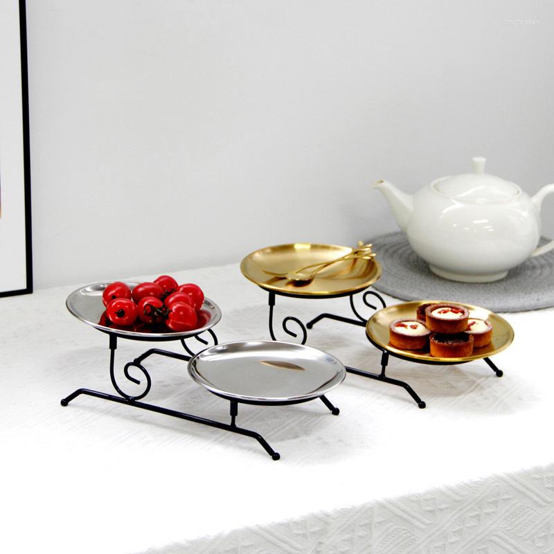Bottiglie di stoccaggio in stile europeo stoviglie moderne tavoli da ferro art metallo combinazione di frutta da frutta staccabile dessert a doppio strato vassoio