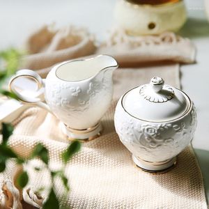 Bouteilles de stockage Style européen originalité céramique tirer fleur lait café réservoir pièces conteneur soulagement