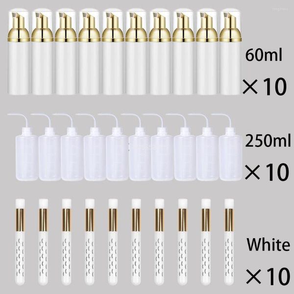 Bouteilles de stockage Kit de nettoyage d'extension de cils 60ML Mousse Liquide Pompe de distribution de mousse Bouteille Brosse 250ML Rinçage