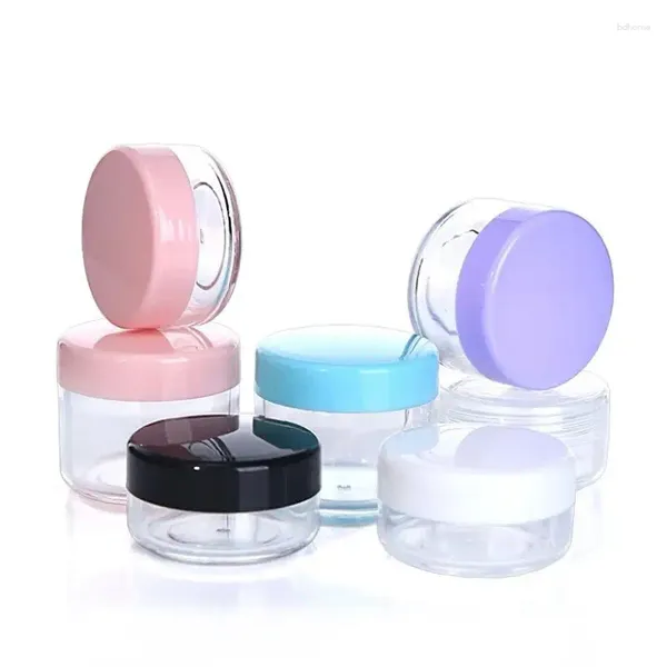 Bouteilles de stockage de crème pour le visage, conteneurs vides de 5g 10g 15g 20g, petits couvercles colorés de voyage, couvercles de pots cosmétiques en plastique transparent