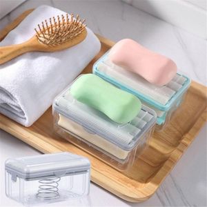 Opslagflessen schuimend badkamer product dubbele laag huishouden rek wast spons spons handleiding druk op vloeistof multifunction soap box