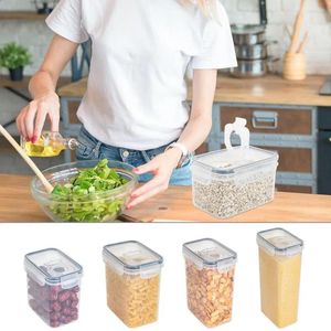 Opslagflessen Foodbox met deksel Pantry Organisator Jars Tank Vochtbestendige bonen Rijst Graan Graan Melk Poeder Transparante container kan