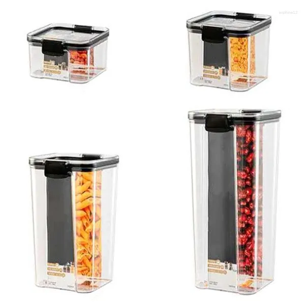 Botellas de almacenamiento Conjunto de contenedores de alimentos Organización de despensa de cocina de plástico hermético y recipiente transparente con tapa duradera