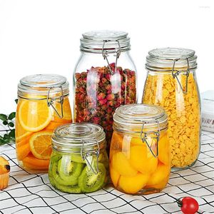 Bouteilles de rangement en verre alimentaire Jars scellés ménage kimchi miel et grains divers avec couvercles