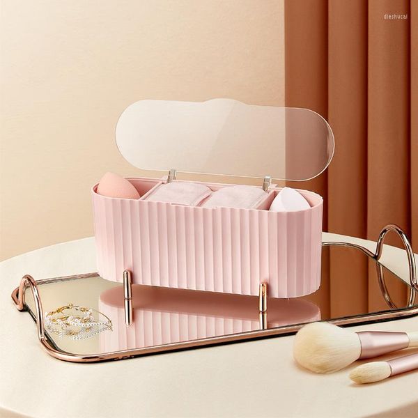Bouteilles de stockage Boîte à cosmétiques à quatre compartiments Tampon de coton transparent Oeuf de beauté avec couvercle